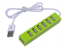 USB 2.0 Hub 7 Ports Green Case 56 CM Cable WinXP/ME Win 7 compatible